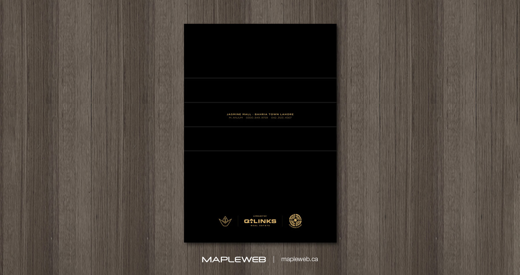 Jasmine Mall Black Folder Back side Brand design by Mapleweb